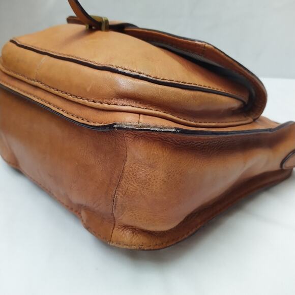 Fossil Brown Tan Leather Front Pocket Zipper Closure Crossbody Bag - Picture 14 of 16